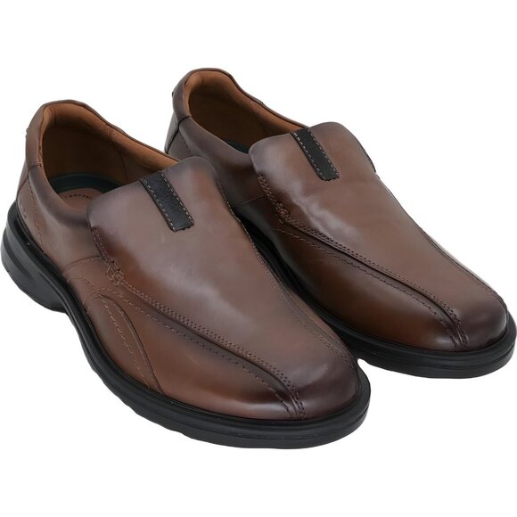 Clarks Gessler Step Slip-On Loafers Dark Tan Leather Men's US 15M - Picture 4 of 6